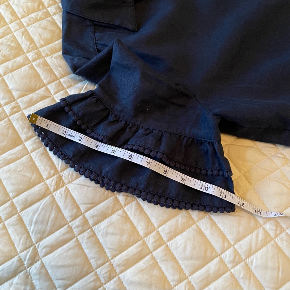 Chico’s Navy Blue Linen Tiered V-Neck Dress Chico’s Size 3 / XL / 16 - Picture 8 of 14